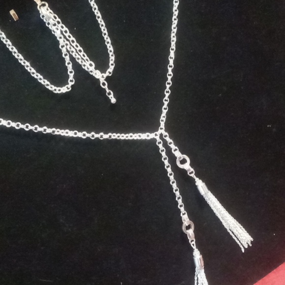 Tassel long necklace 30+3 inches long on rolo circle links chain. - Picture 5 of 5